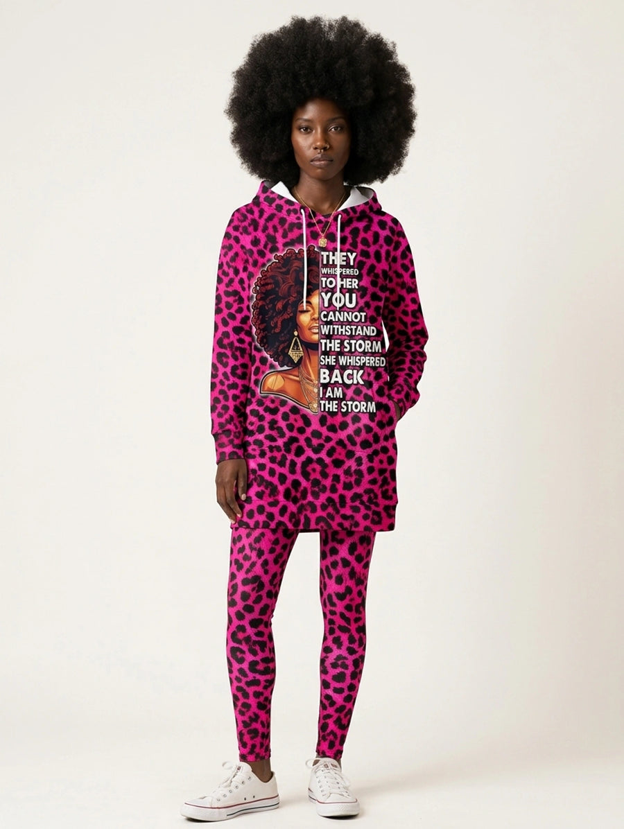 Unstoppable Pink Leopard hoodie dress and leggings, photo 4