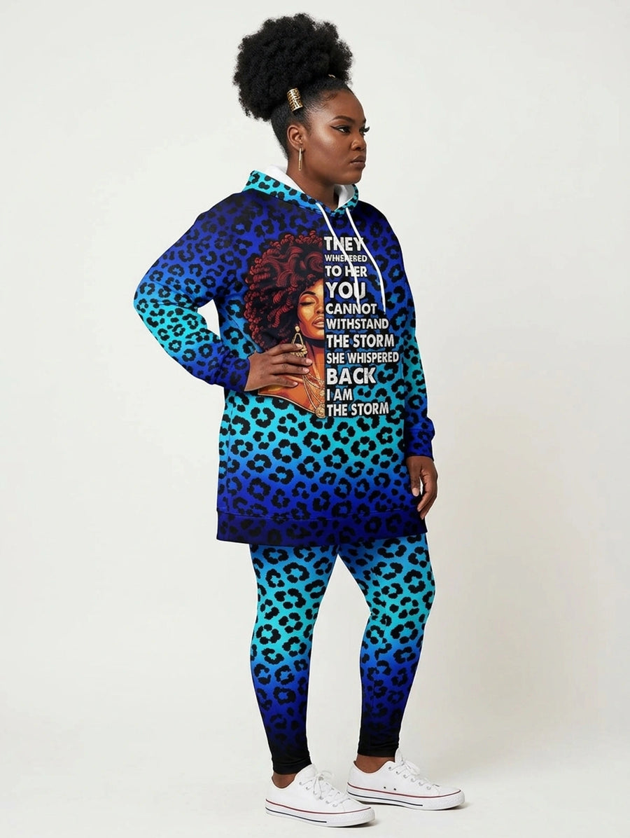 Unstoppable Sapphire Leopard hoodie dress and leggings, photo 7