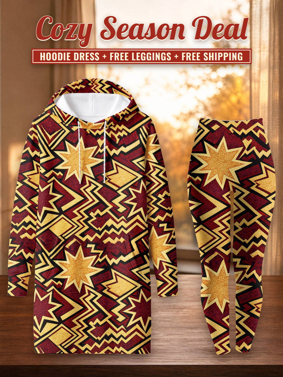 Burgundy Sheba hoodie dress and leggings, photo 1