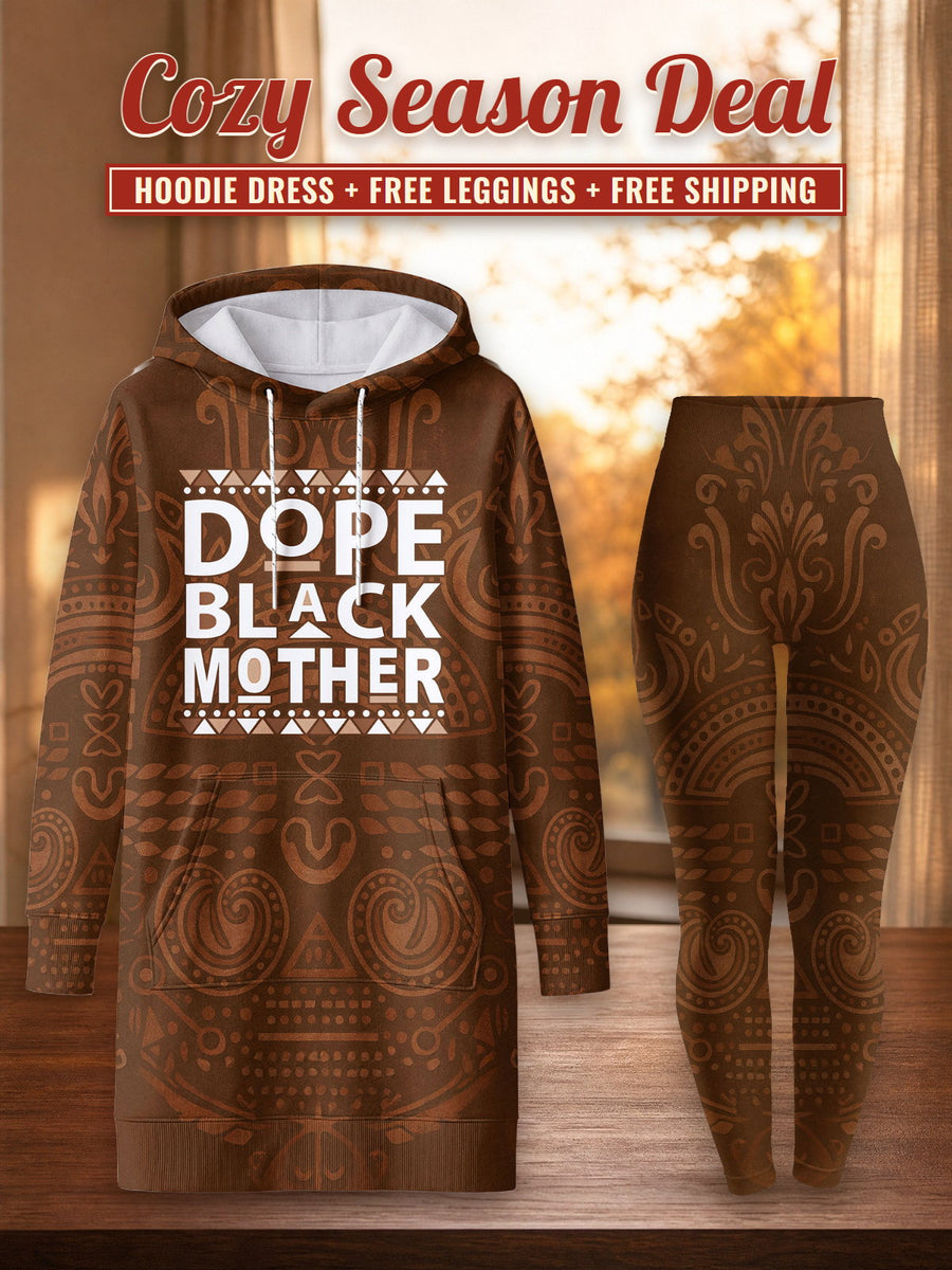 Dope Black Mom hoodie dress and leggings, photo 1