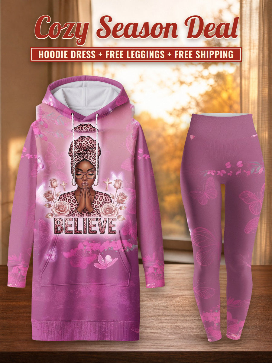 Imani Wild Rose hoodie dress and leggings, photo 1