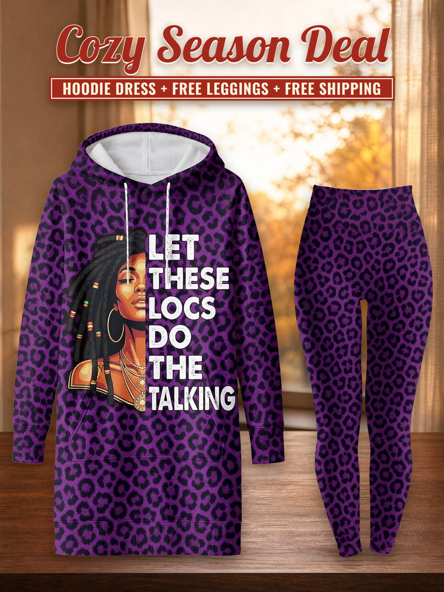 Purple Leopard hoodie dress and leggings, photo 1