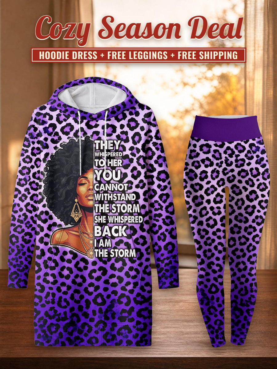 Unstoppable Amethyst Leopard hoodie dress and leggings, photo 1