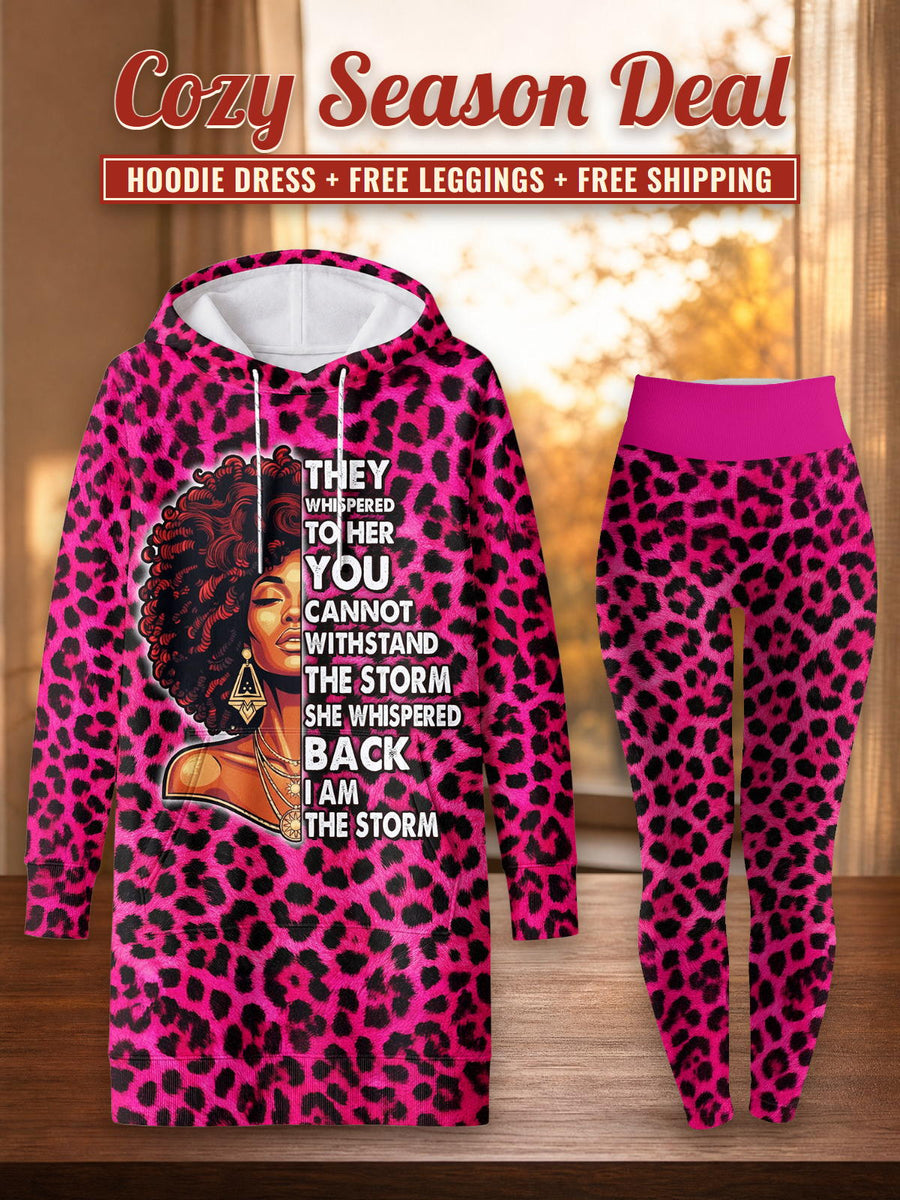 Unstoppable Pink Leopard hoodie dress and leggings, photo 1