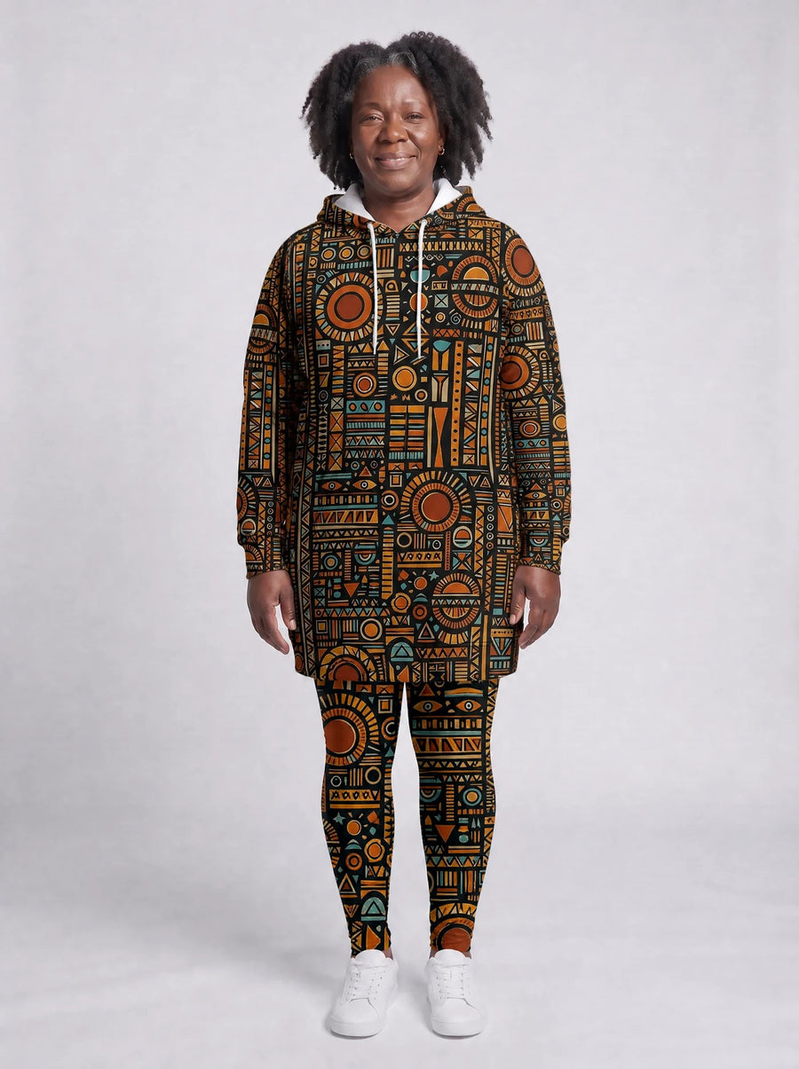 Afrocentric hoodie dress and leggings, photo 1