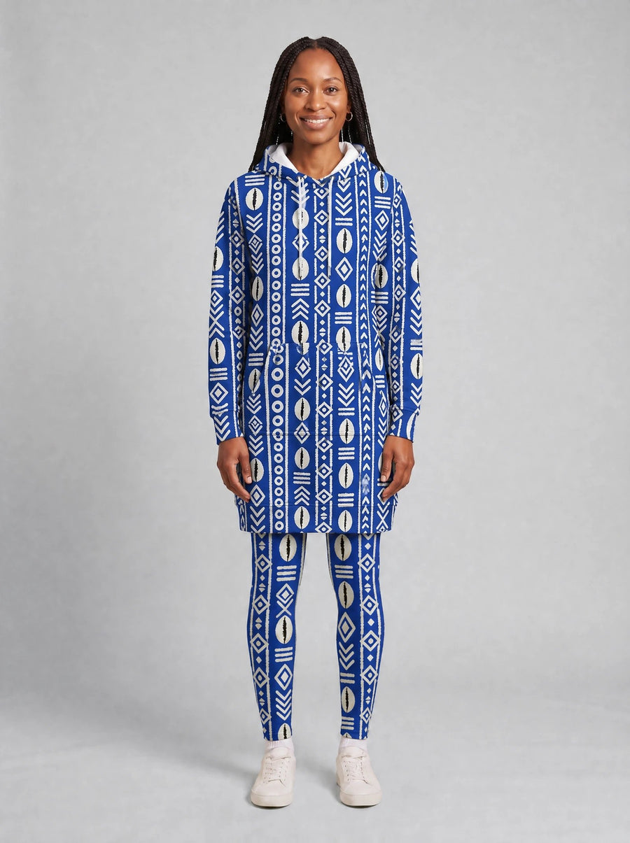 Oshun Royal Blue hoodie dress and leggings, photo 4
