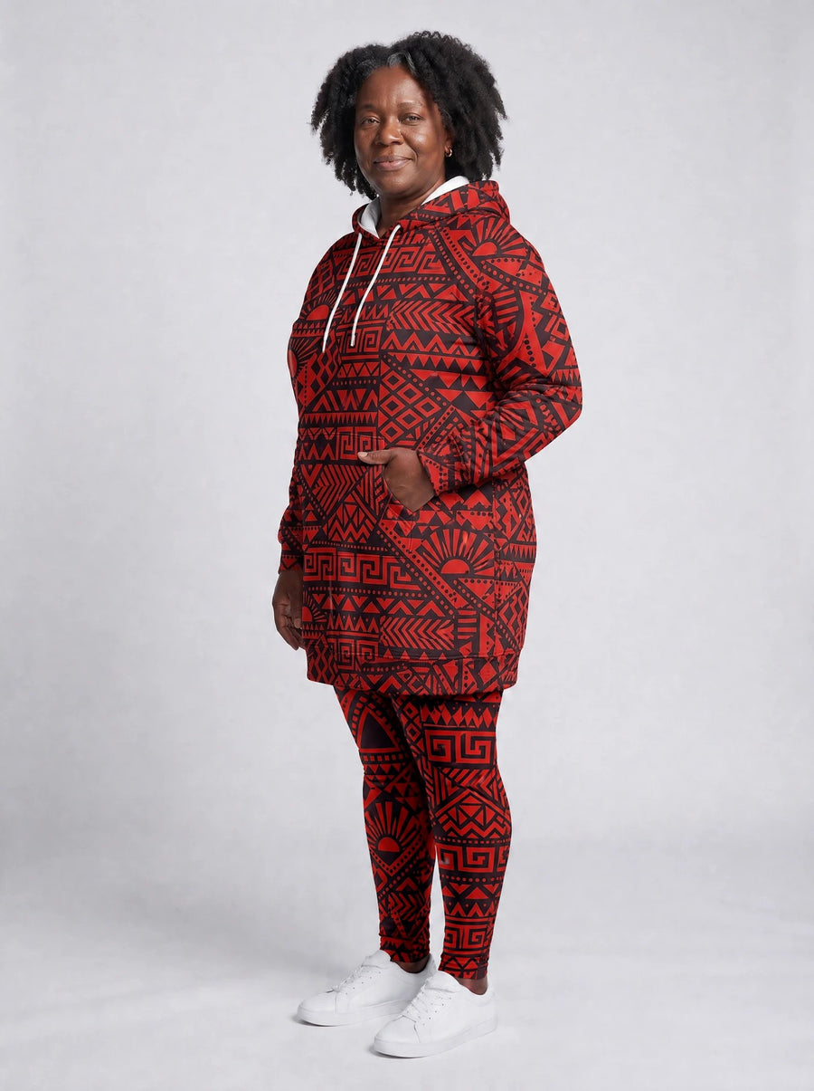 Shaka Burgundy hoodie dress and leggings, photo 3