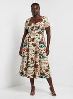 "Wavuvi" Sweetheart Midi Dress — front view on model