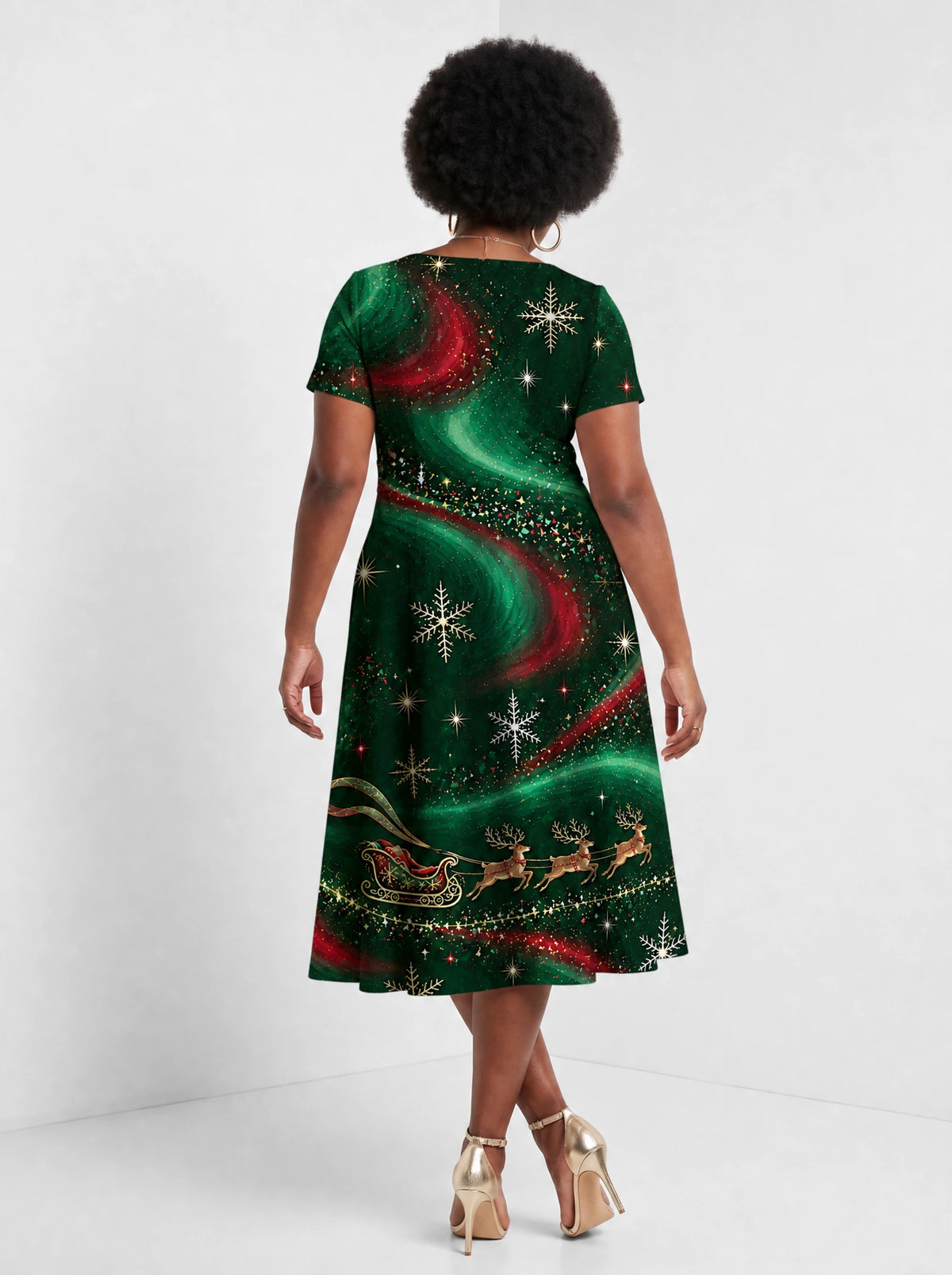 "Kimbingu" Sweetheart Midi Dress — back view on model