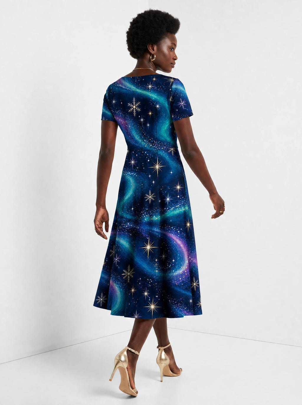 "Mianga" Sweetheart Midi Dress — back view on model