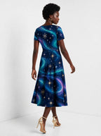 "Mianga" Sweetheart Midi Dress — back view on model