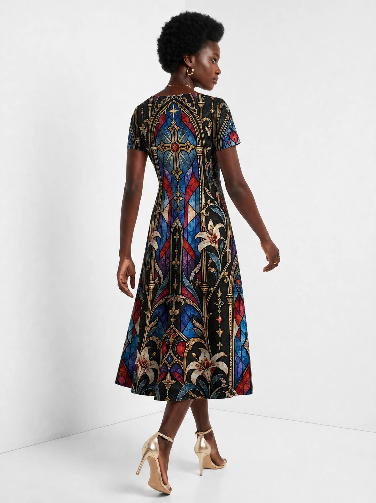 "Hekalu" Sweetheart Midi Dress — back view on model