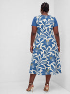 "Madhabahu" Sweetheart Midi Dress — back view on model