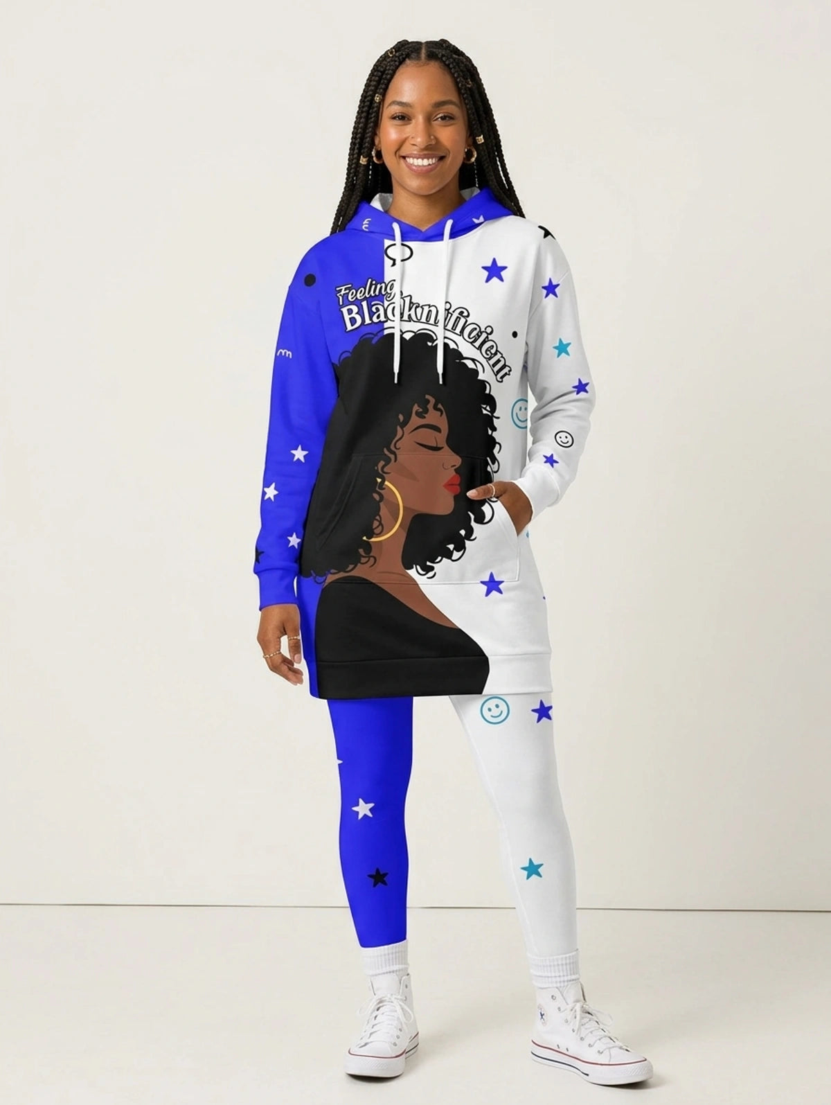 Feeling Blacknificient Blue Hoodie Dress & Leggings Deal
