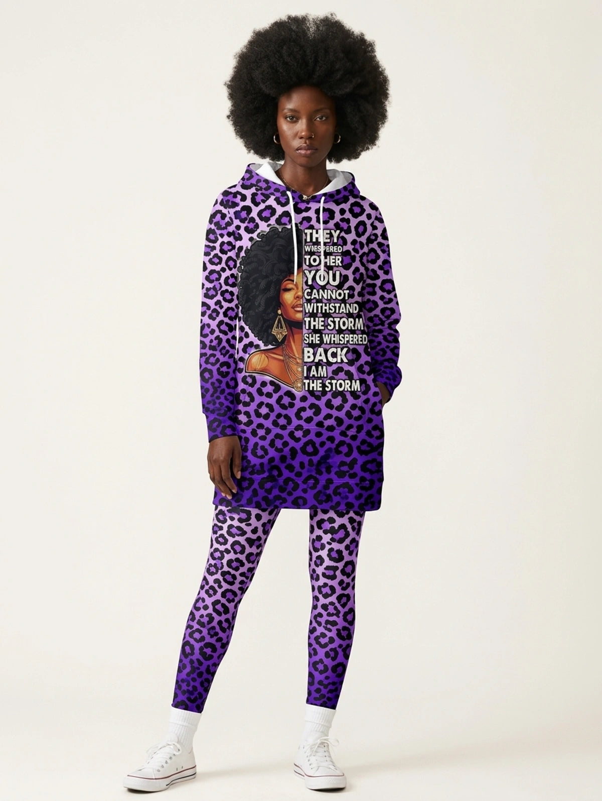 "Unstoppable" Amethyst Leopard Hoodie Dress & Leggings Deal