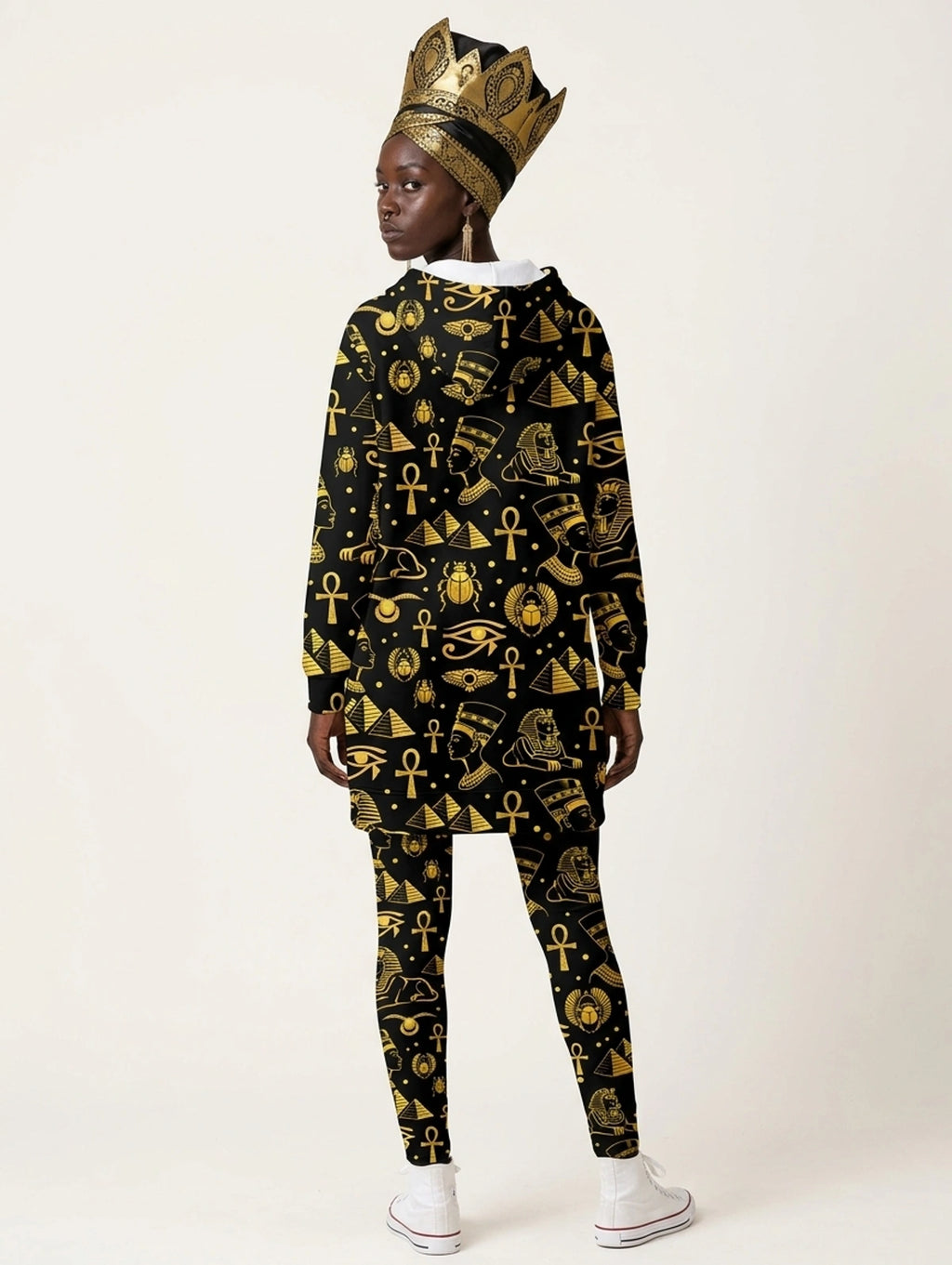 "Nefertiti" Black Gold Hoodie Dress & Leggings Deal