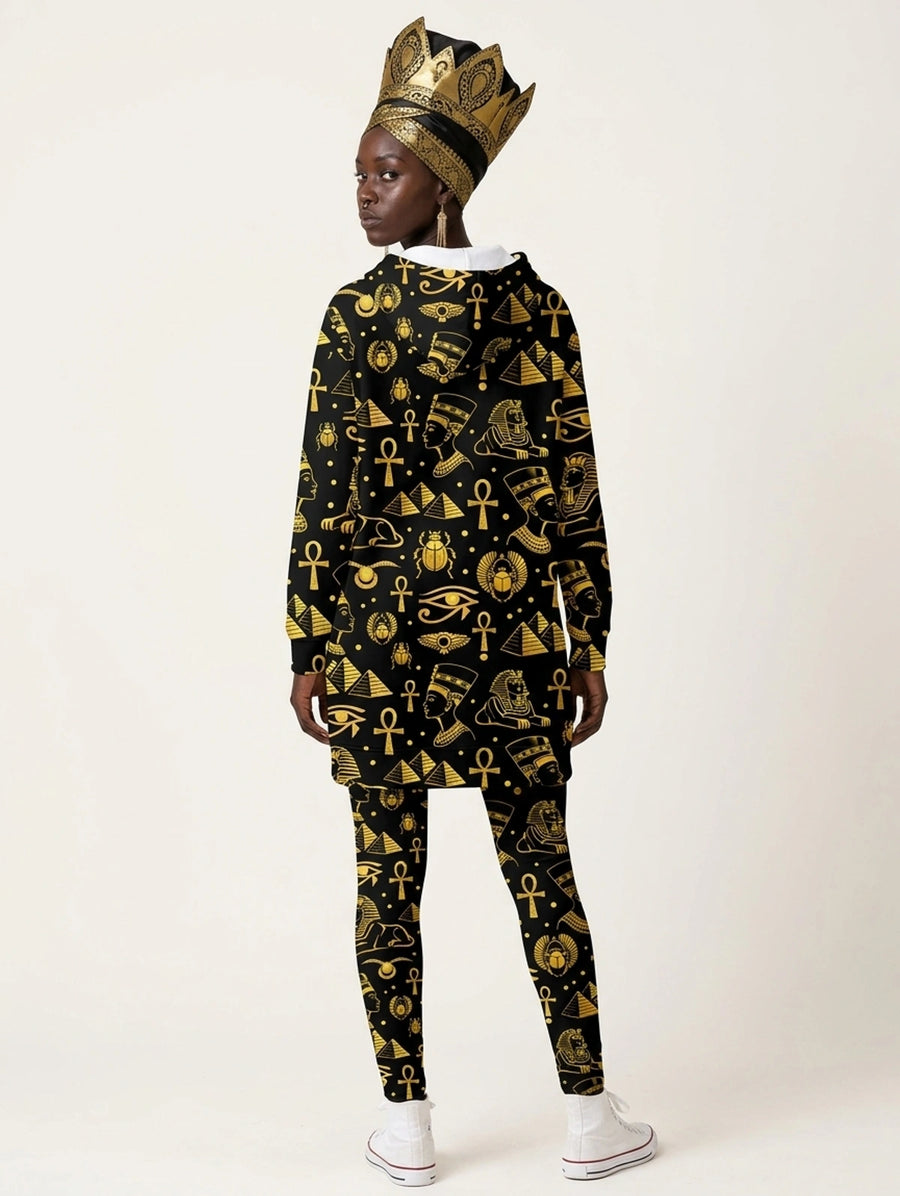 Nefertiti Black Gold hoodie dress and leggings, photo 5