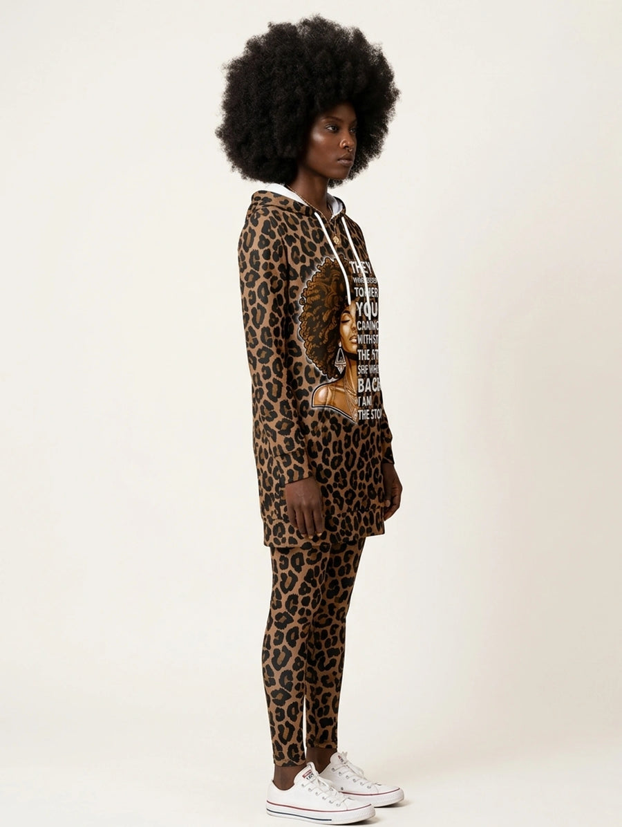 Unstoppable Brown Leopard hoodie dress and leggings, photo 5
