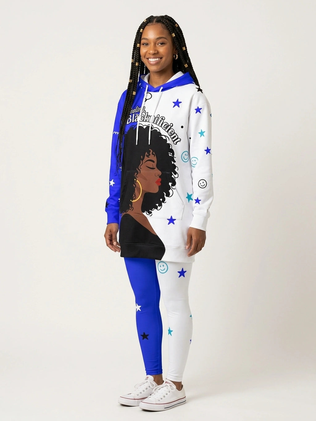 Feeling Blacknificient Blue Hoodie Dress & Leggings Deal
