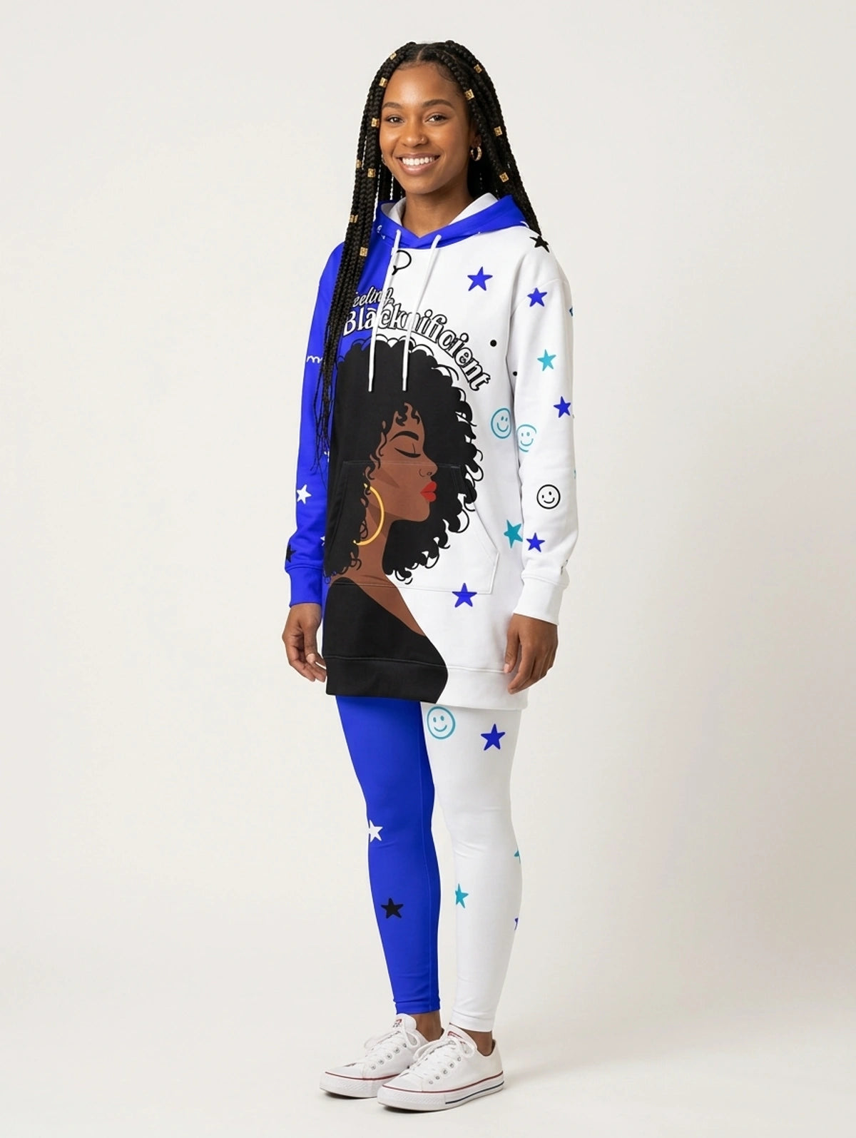 Feeling Blacknificient Blue Hoodie Dress & Leggings Deal