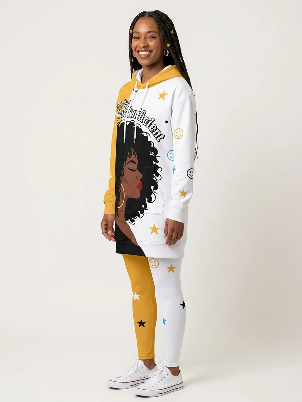 Feeling Blacknificient Hoodie Dress & leggings Deal