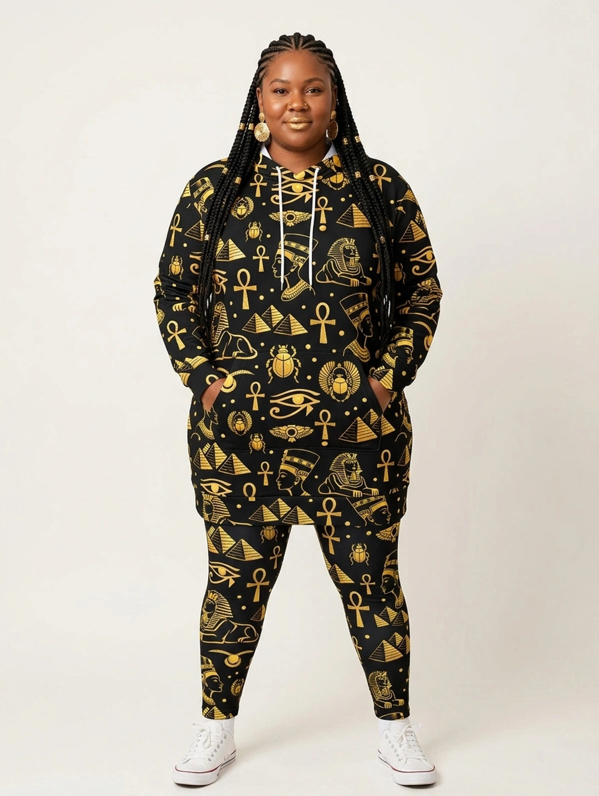 "Nefertiti" Black Gold Hoodie Dress & Leggings Deal