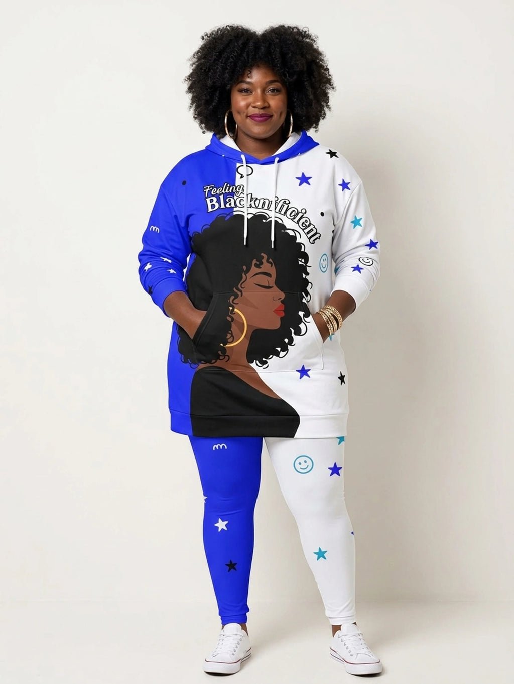 Feeling Blacknificient Blue Hoodie Dress & Leggings Deal
