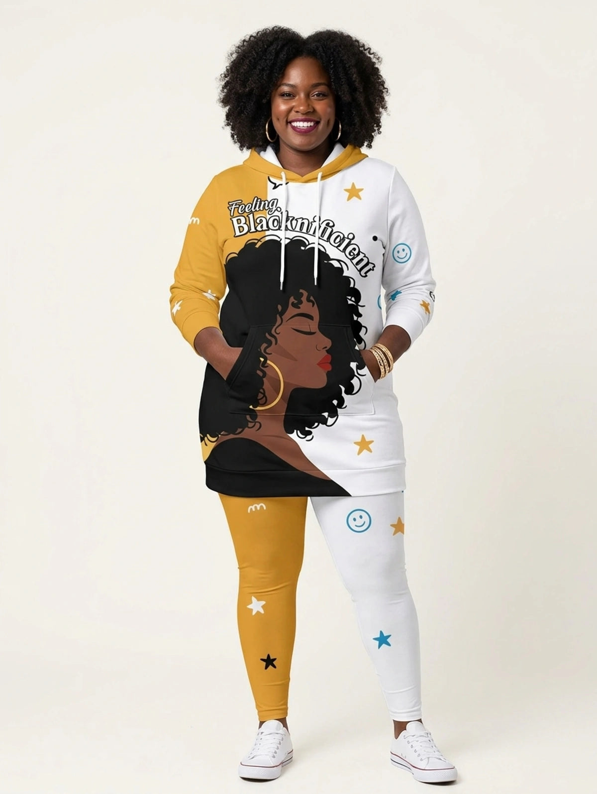 Feeling Blacknificient Hoodie Dress & leggings Deal