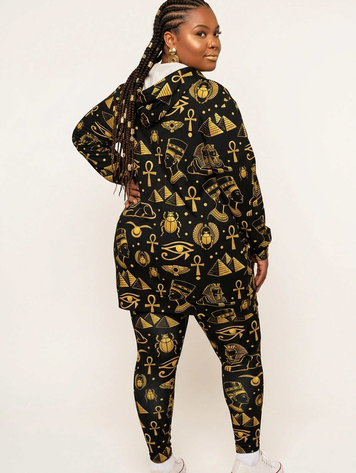 "Nefertiti" Black Gold Hoodie Dress & Leggings Deal