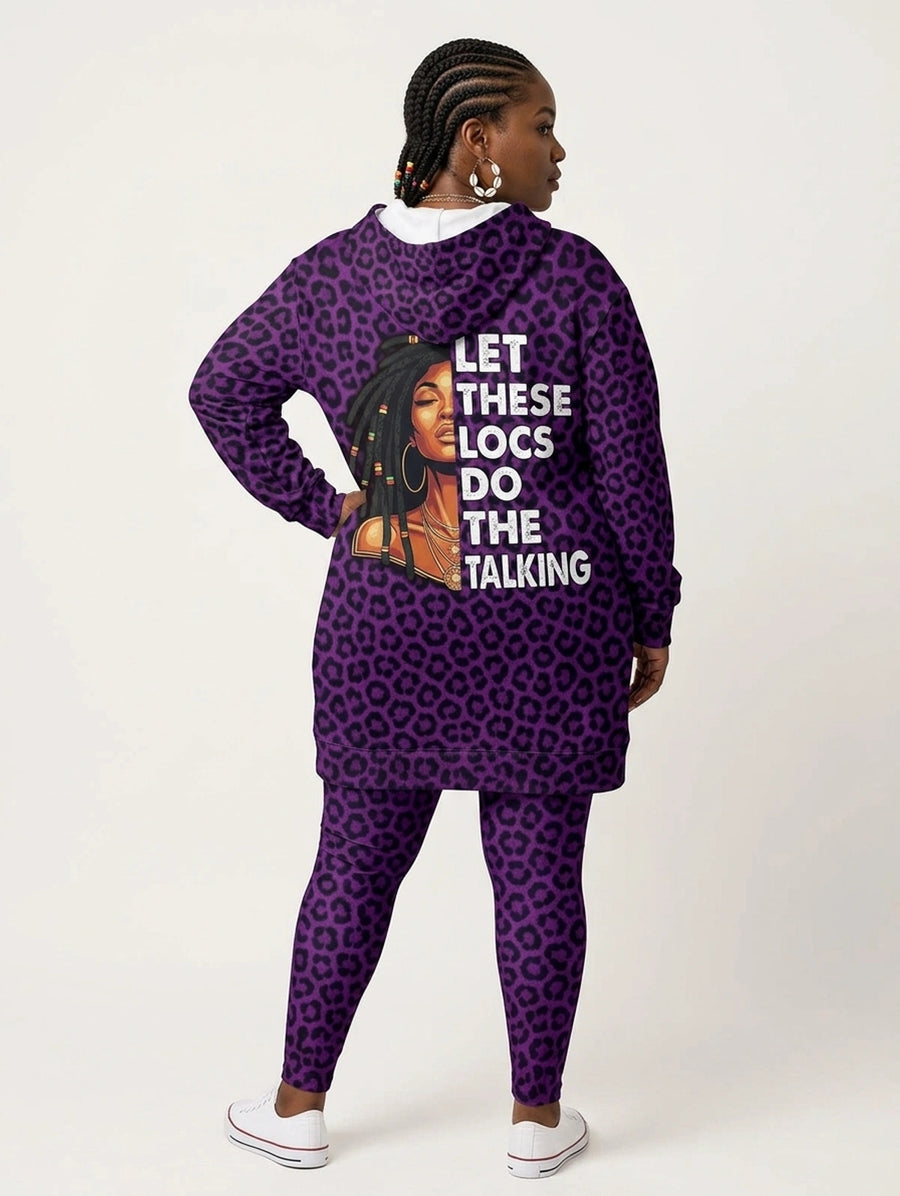 Purple Leopard hoodie dress and leggings, photo 7