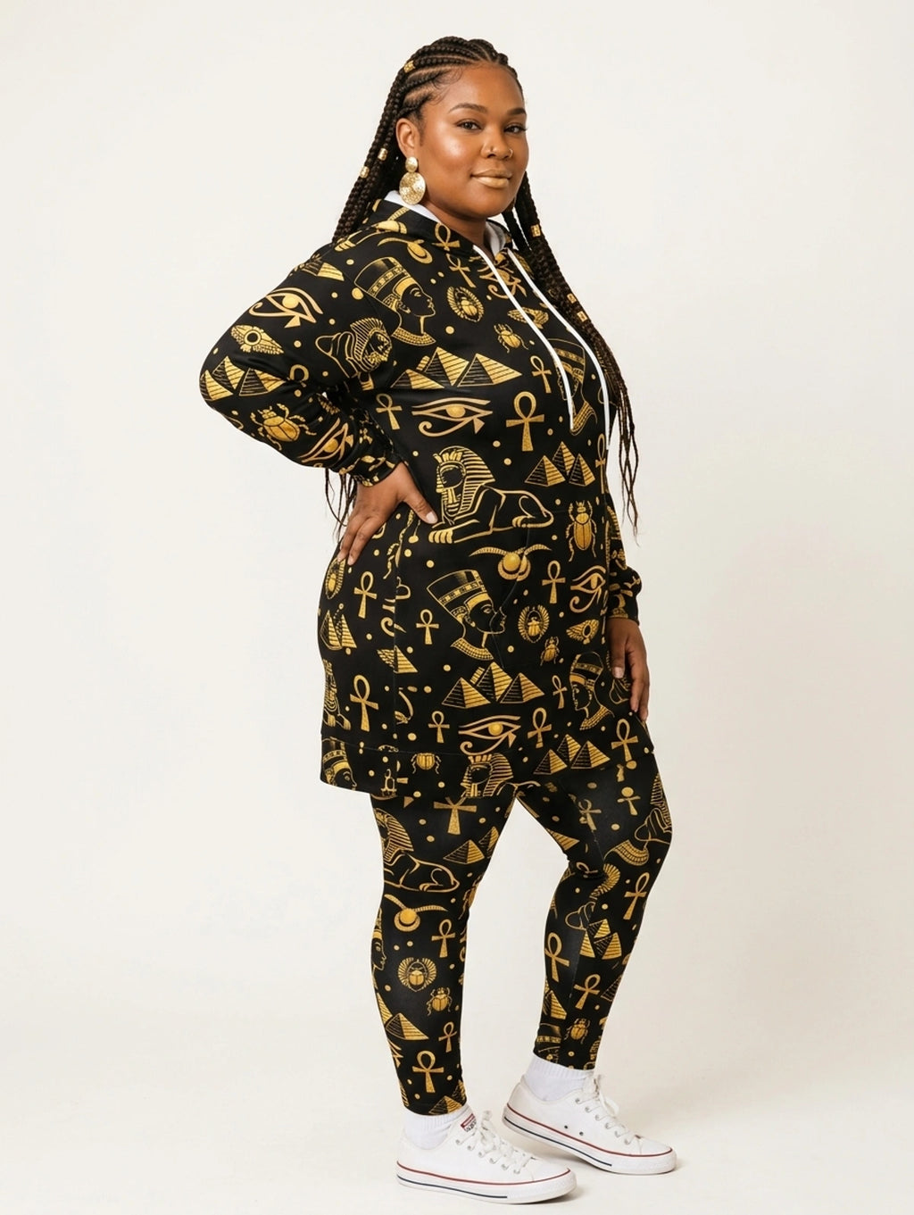 "Nefertiti" Black Gold Hoodie Dress & Leggings Deal