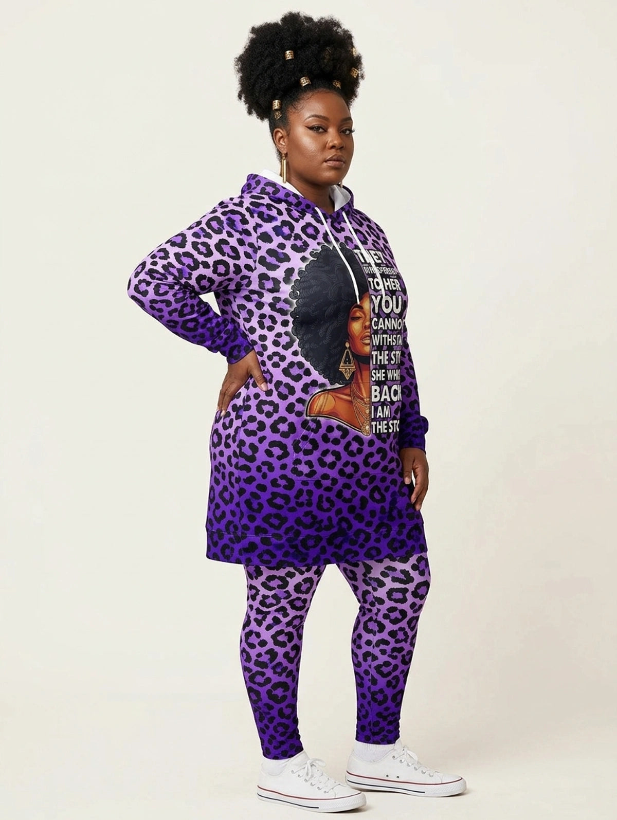 "Unstoppable" Amethyst Leopard Hoodie Dress & Leggings Deal