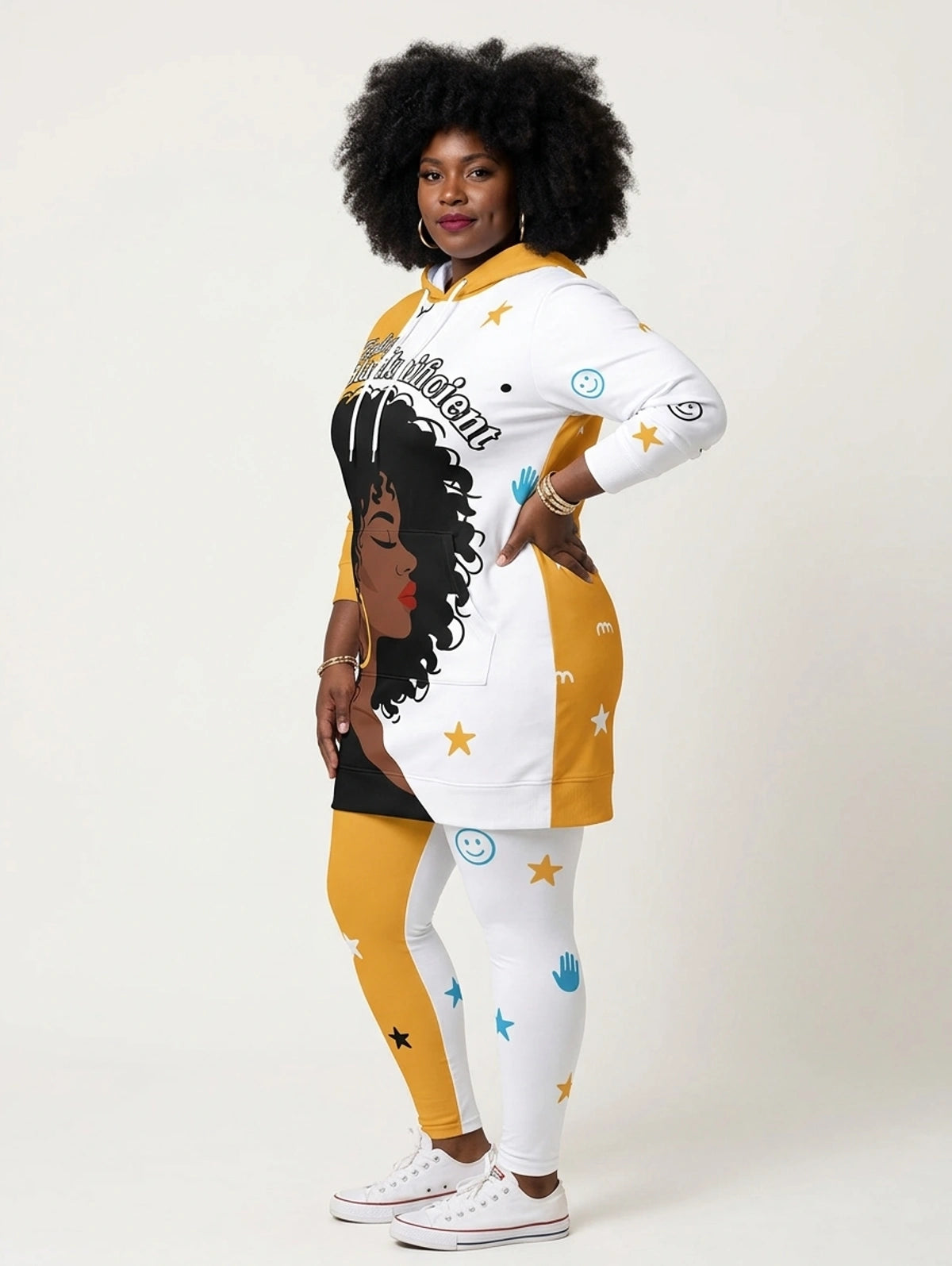 Feeling Blacknificient Hoodie Dress & leggings Deal