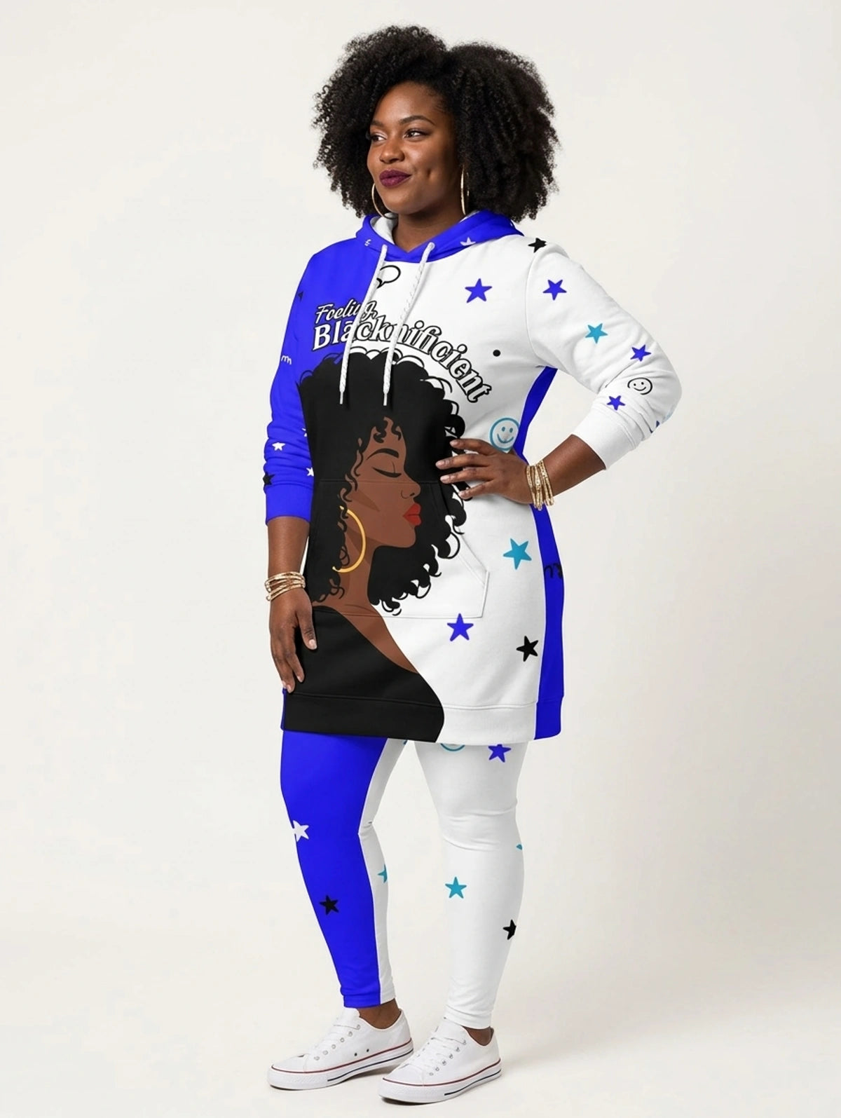 Feeling Blacknificient Blue Hoodie Dress & Leggings Deal