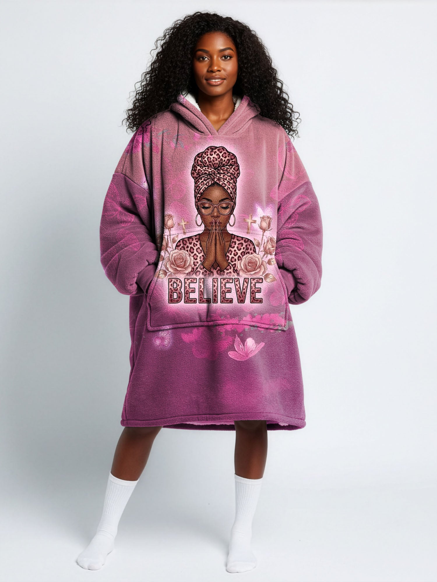"Imani" Wild Rose Blanket Hoodie