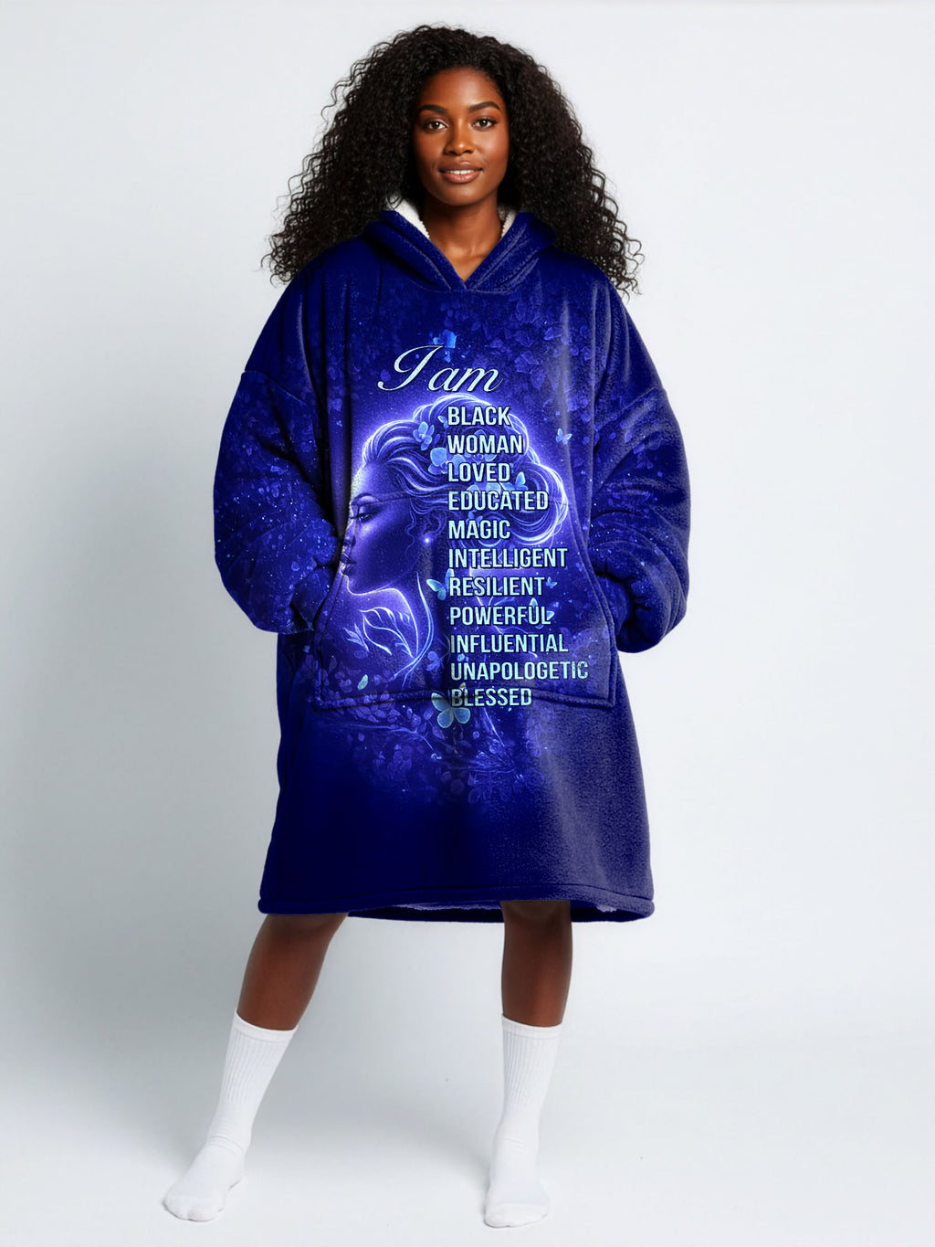 Black Woman Loved Blanket Hoodie