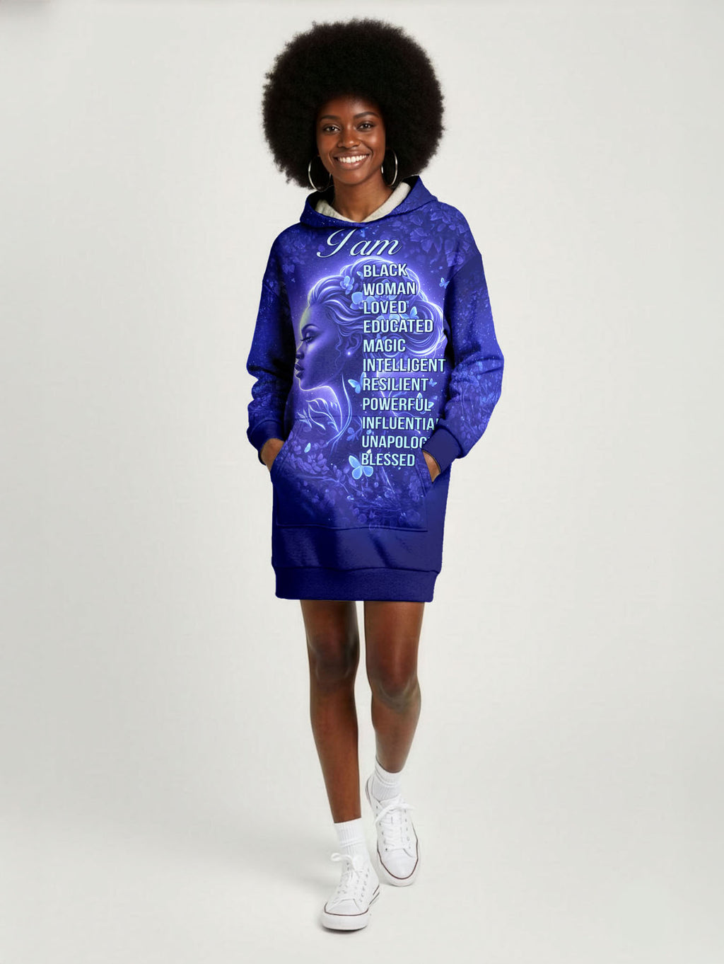 Black Woman Loved Hoodie Dress