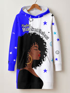 Feeling Blacknificient Blue Hoodie Dress
