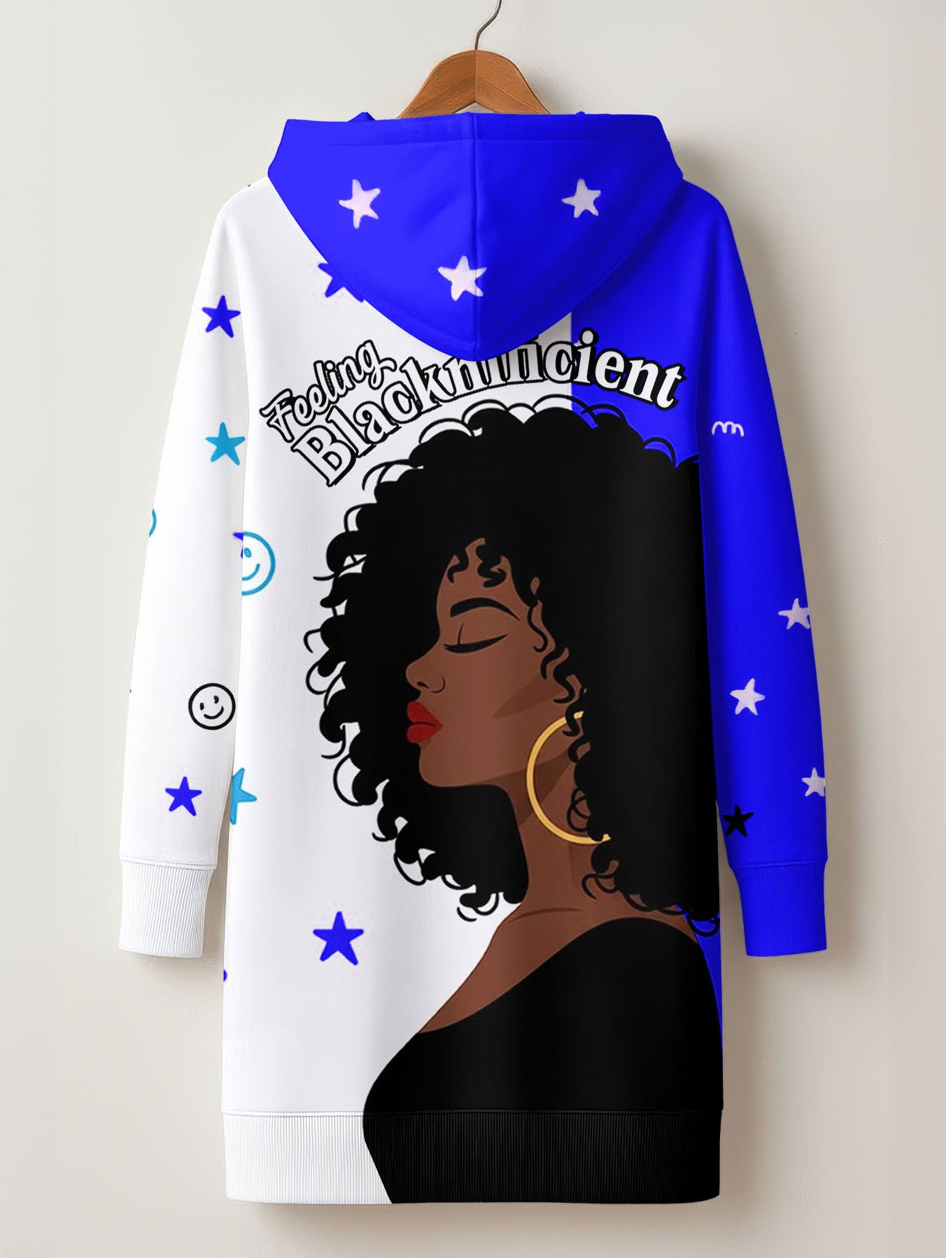 Feeling Blacknificient Blue Hoodie Dress