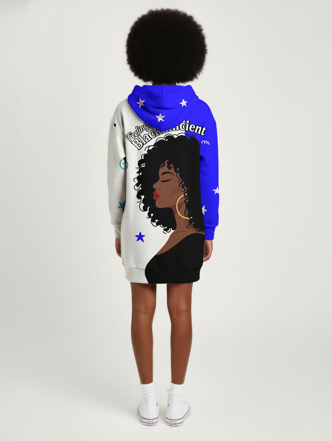 Feeling Blacknificient Blue Hoodie Dress