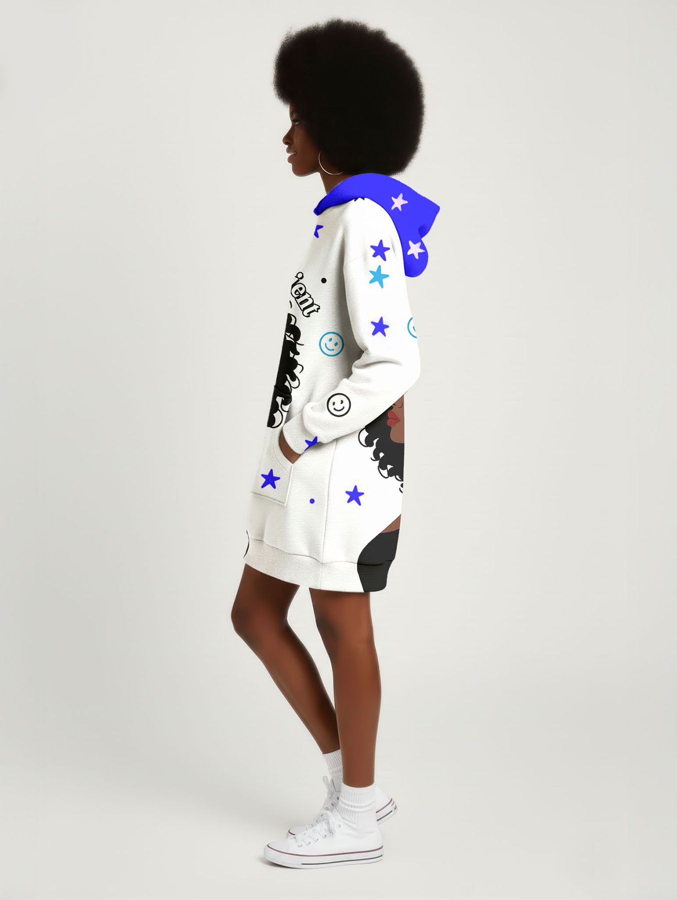 Feeling Blacknificient Blue Hoodie Dress