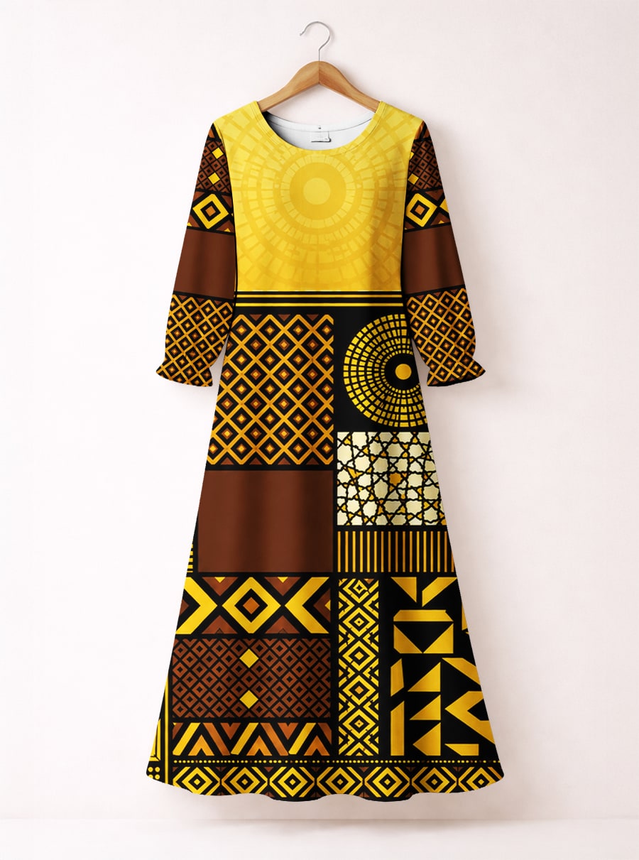 "Manjano" Long Sleeve Maxi Dress