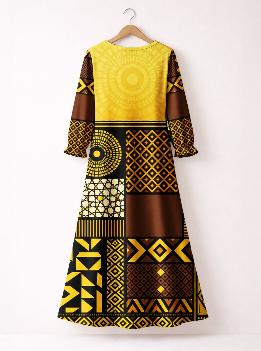 "Manjano" Long Sleeve Maxi Dress