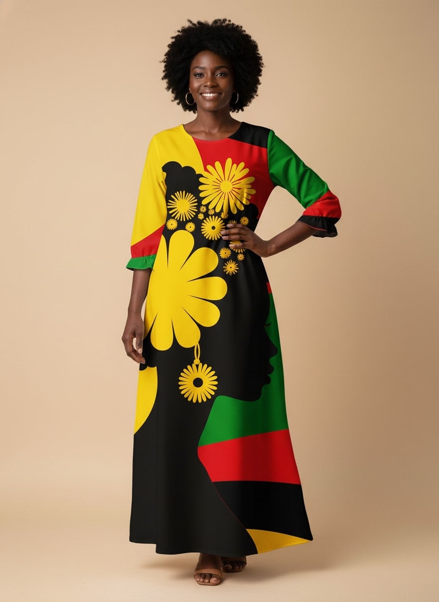 "Furaha" Long Sleeve Maxi Dress