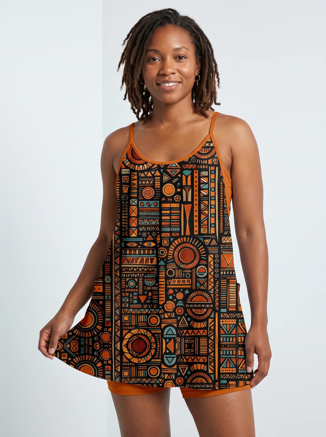 Afrocentric Pattern Built-in Mini Dress
