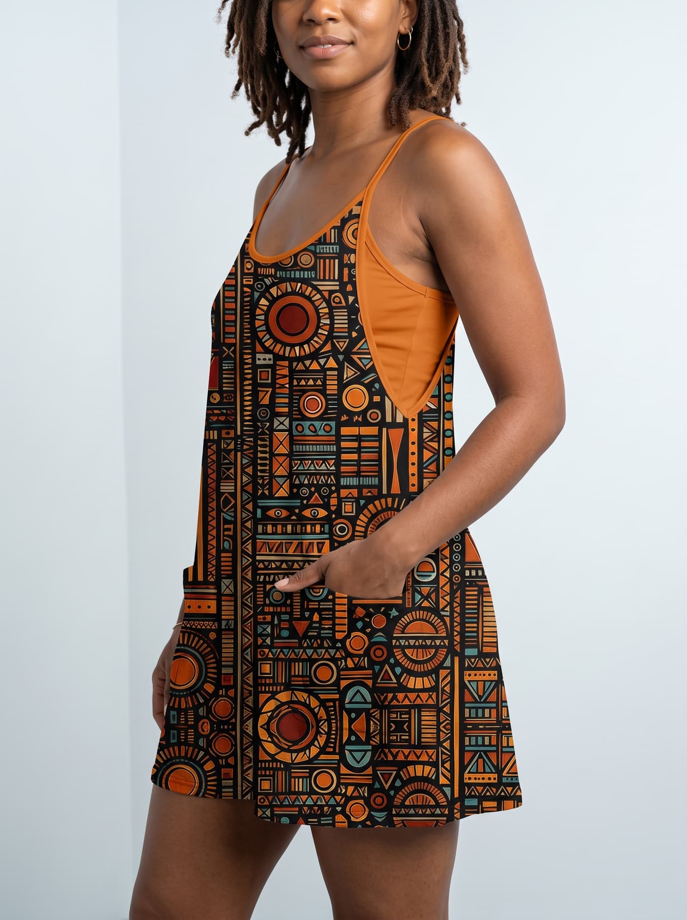 Afrocentric Pattern Built-in Mini Dress