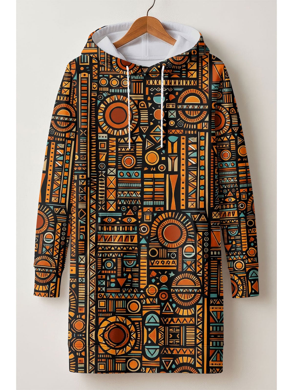 Afrocentric Pattern Hoodie Dress