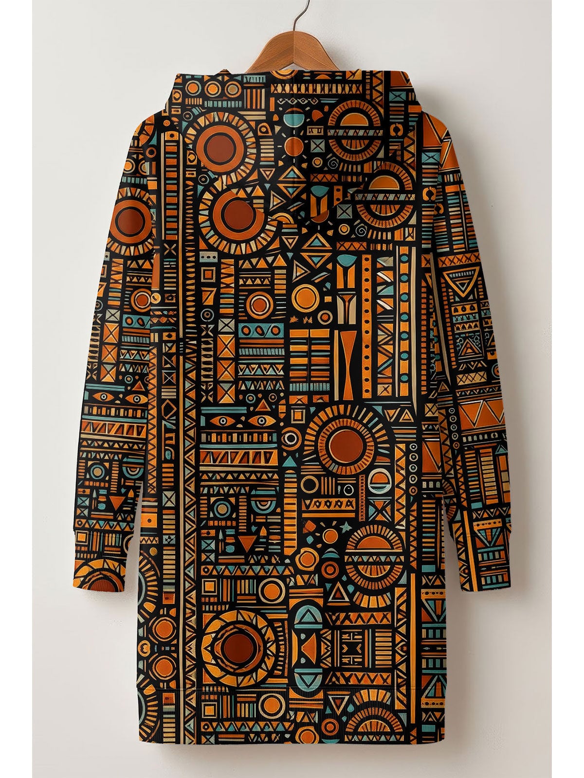 Afrocentric Pattern Hoodie Dress