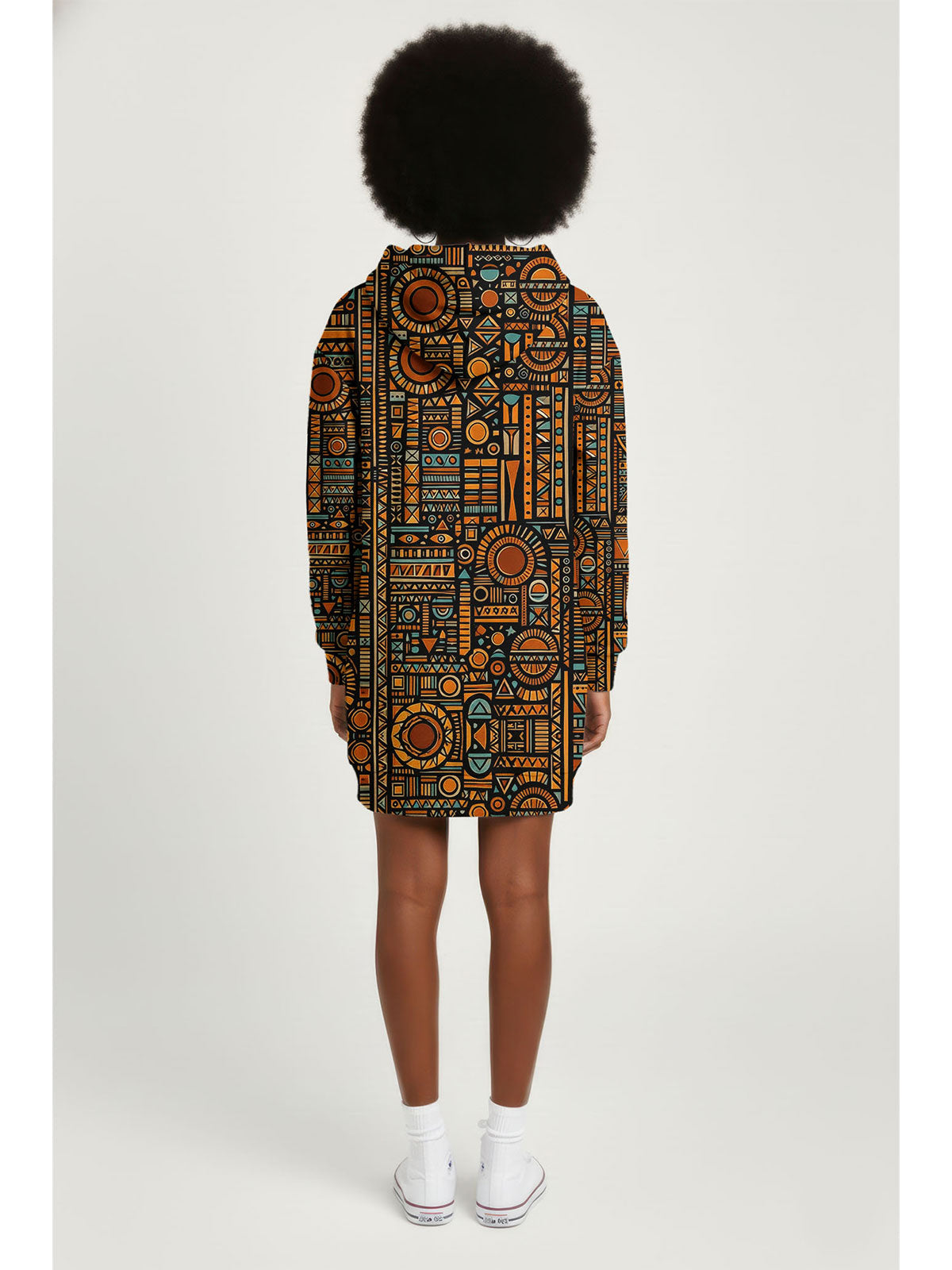 Afrocentric Pattern Hoodie Dress