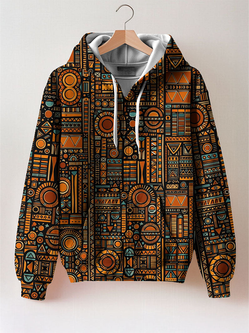 Afrocentric Pattern Zip Hoodie